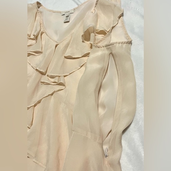 J. Crew Cream Peach Pale Pink Sleeveless Ruffle Front Lightweight Women’s Blouse - Picture 10 of 12